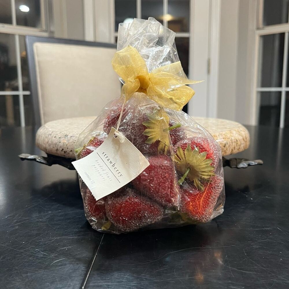 NEW Pier 1 Strawberry Beaded Faux Fruit Potpourri Accent Decor Red 12 NWT